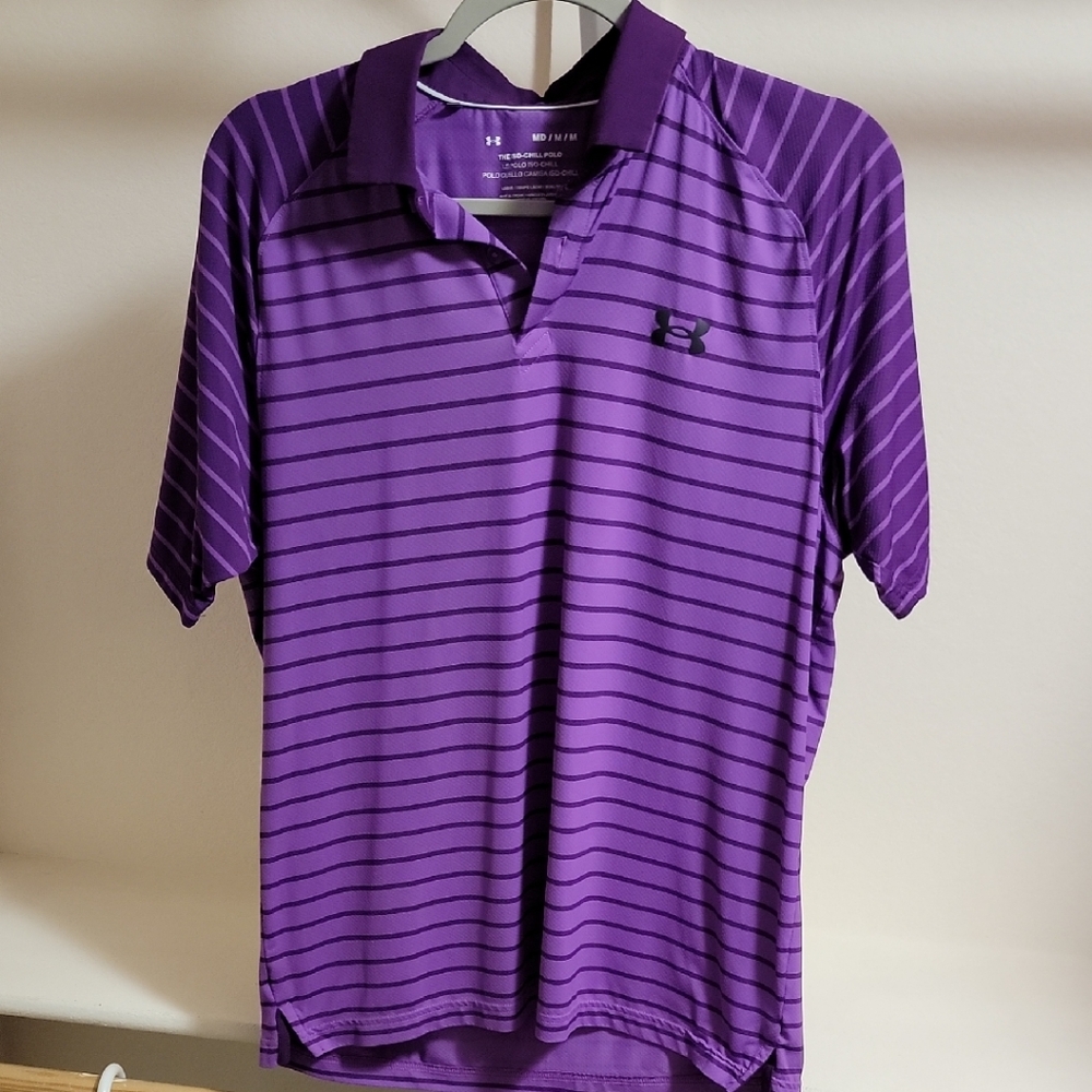 Under Armour Men's Polo in Purple Stripes